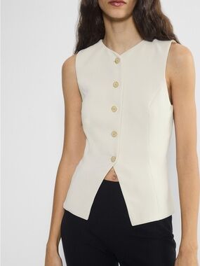 Aritzia Cream Sleeveless Button Vest
